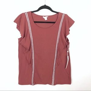 Caslon Ruffle Tank Top Red Jelly Sz Small New